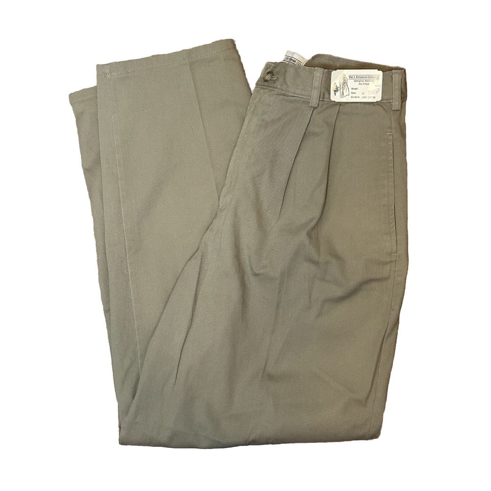 NEW J Peterman Company Khaki Pants Size 10 x28"L Pleated Twill 100% Cotton USA
